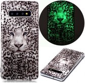 Voor Samsung Galaxy S10 + lichtgevende TPU zachte beschermhoes (Leopard Tiger)