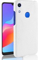 Schokbestendige krokodiltextuur pc + PU-hoes voor Huawei Honor 8A (wit)