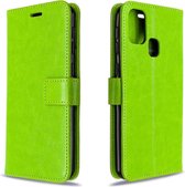 Voor Galaxy M31 Crazy Horse Texture Horizontale Flip Leather Case met houder & kaartsleuven & portemonnee & fotolijst (groen)