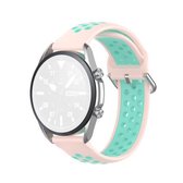 Voor Galaxy Watch 3 45 mm siliconen sport tweekleurige band, maat: 22 mm (lichtroze teal)