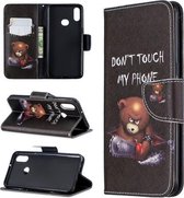 Voor Galaxy A10s Gekleurde tekening Horizontale flip lederen tas met houder & kaartsleuven & portemonnee (kleine beer)