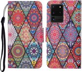 Voor Samsung Galaxy S20 Ultra Gekleurde Tekening Patroon Horizontale Flip Leren Case met Houder & Kaartsleuven & Portemonnee & Lanyard (Rhombus Totem)