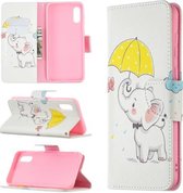 Voor Samsung Galaxy A02 / M02 Gekleurde Tekening Patroon Horizontale Flip Leren Case met Houder & Kaartsleuven & Portemonnee (Paraplu Olifant)