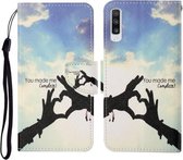 Voor Samsung Galaxy A50 / A30s Gekleurde tekening patroon horizontale flip lederen tas met houder & kaartsleuven & portemonnee & lanyard (liefdesgebaar)