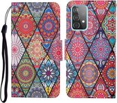 Voor Samsung Galaxy A52 5G / 4G Gekleurde Tekening Patroon Horizontale Flip Leren Case met Houder & Kaartsleuven & Portemonnee & Lanyard (Rhombus Totem)