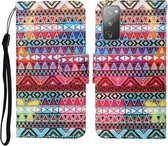 Voor Samsung Galaxy S20 FE Gekleurde tekening patroon Horizontale flip lederen tas met houder & kaartsleuven & portemonnee & lanyard (tribale etnische stijl)