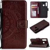 Voor Huawei P30 Lite Totem Bloem Reliëf Horizontale Flip TPU + PU Leren Case met Houder & Kaartsleuven & Portemonnee (Bruin)