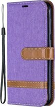 Kleurafstemming Denim Texture Leren Case voor Nokia 4.2, met houder & kaartsleuven & portemonnee & lanyard (paars)