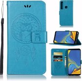 Windgong Uil Embossing Patroon Horizontale Leren Flip Case met Houder & Kaartsleuven & Portemonnee Voor Galaxy A9 (2018) (Blauw)