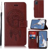 Voor OPPO A52 / A72 / A92 Windgong Uil Embossing Patroon Horizontale Flip lederen tas, met houder & kaartsleuven & portemonnee (bruin)