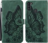 Voor Samsung Galaxy A11 Retro Skin Feel Butterflies Embossing Horizontale Flip Leather Case met houder & kaartsleuven & portemonnee (groen)