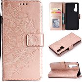 Voor Huawei Honor 20 Pro Totem Bloem Reliëf Horizontale Flip TPU + PU Leather Case met Houder & Kaartsleuven & Portemonnee (Rose Goud)