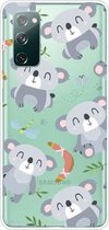 Voor Samsung Galaxy S20 FE schokbestendig geverfd transparant TPU beschermhoes (koala)