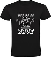 Sta op en rave Heren t-shirt | muziek | dj | festival | grappig | cadeau | Zwart