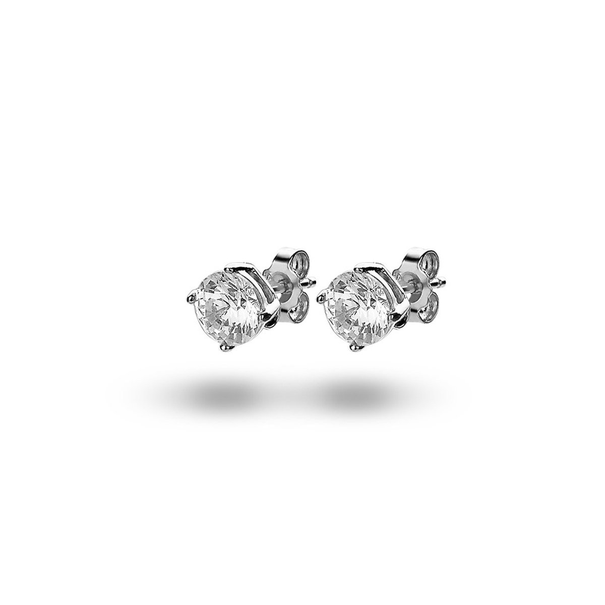 Twice As Nice Oorbellen in zilver, een zirkonia van 6 mm Wit
