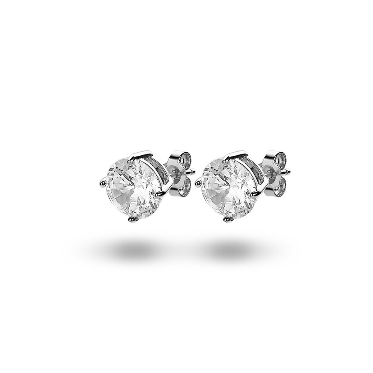 Twice As Nice Oorbellen in zilver, een zirkonia van 8 mm Wit