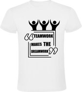Teamwork makes the dreamwork Heren t-shirt | werk | collega | teamwerk | grappig | cadeau | Wit