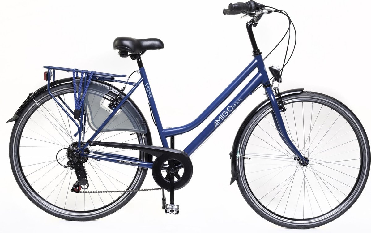 Amigo Moves - Damesfiets 28 inch - Fiets met 6 versnellingen - Matblauw