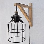 Moderne wandlamp zwart hout | Johannesburg