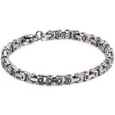 Konings Armband - Zilver kleurig - 5mm - Enkele Schakel - Staal - Byzantijnse Stijl - Armband Heren - Armband Mannen - Valentijnsdag voor Mannen - Valentijn Cadeautje voor Hem - Va