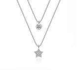 N3 Collecties Dubbellaagse Cubic Zirconia Star 925 sterling zilveren kettingen voor vrouwen