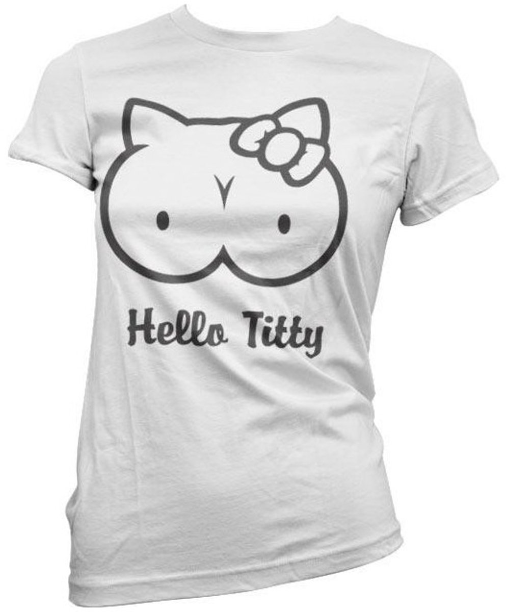 GEEK - T-Shirt GIRL Hello Titty - White (M)
