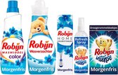 Robijn Morgenfris Was & Strijkpakket - Wasmiddel, Wasverzachter, Geurstokjes, Refresh Spray en Droogtrommeldoekjes - Voordeelverpakking