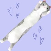 XL Kawaii Lange Kat Knuffel grijs | 100cm kat plush | zacht, schattig en stretchy | Kawaii kussen long cat
