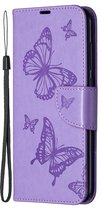 Xiaomi Redmi Note 9 Hoesje - Mobigear - Butterfly Serie - Kunstlederen Bookcase - Paars - Hoesje Geschikt Voor Xiaomi Redmi Note 9