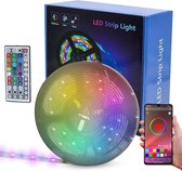 LED Strip 5 Meter Met Afstandsbediening Bluetooth App Control Zwart – Kleurverandering – Helderheidsaanpassing – Zelfklevend - Waterbestendig