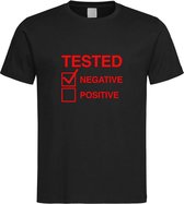 Zwart T shirt met  " Tested Negative " print Rood sizeXXL