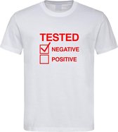 Wit T shirt met  " Tested Negative " print Rood size S