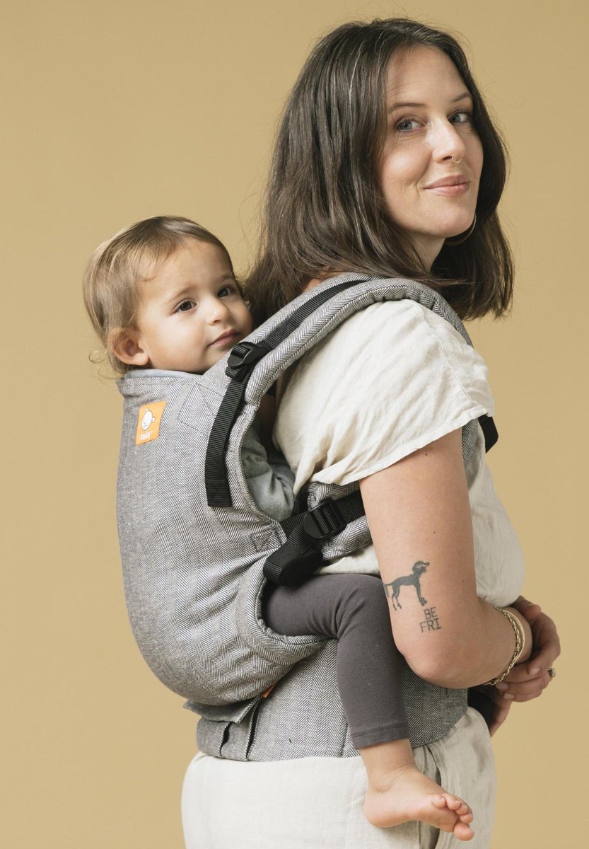 Ash Porte-bébé configurable en largeur et en hauteur pour bébé de 3,2 à 20,4 kg sans avoir besoin d'un coussin bébé Tula Free-to-Grow Lino gris. Couleur 