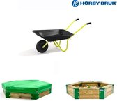 Bol.com Horby Bruk® Zandbak 150 - Inclusief zwarte kruiwagen voor kinderen en zandbak hoes - Houten Zandbak - Speeltoestel buite... aanbieding