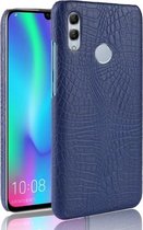 Schokbestendige krokodiltextuur pc + PU-hoes voor Huawei Y7 (2019) (blauw)