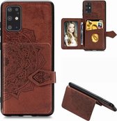 Voor Galaxy S20 + Mandala Reliëf Magnetische Doek PU + TPU + PC Case met Houder & Kaartsleuven & Portemonnee & Fotolijst & Riem (Bruin)