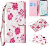 Voor Galaxy Note10 + / Note10 + 5G Gekleurd patroon Horizontale flip PU lederen tas, met houder & kaartsleuven en portemonnee (Flamingo)