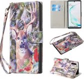 Voor Galaxy Note10 + / Note10 + 5G Gekleurd patroon Horizontale flip PU lederen tas, met houder & kaartsleuven en portemonnee (elanden)