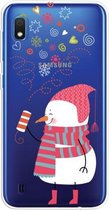 Voor Galaxy A10 Trendy Cute Christmas Patterned Clear TPU Beschermhoes (Fireworks Snowman)