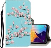 Voor Galaxy A70 3D Gekleurde Tekening Horizontale Flip PU Leren Case met Houder & Kaartsleuven & Portemonnee (Magnolia)