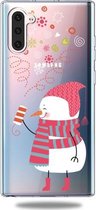 Voor Galaxy Note10 Trendy Cute Christmas Patterned Clear TPU Beschermhoes (Fireworks Snowman)