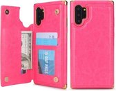 Voor Galaxy Note 10+ POLA TPU + PC Plating Volledige dekking Beschermhoes met houder & kaartsleuven en fotolijst (Rose Red)