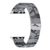 Voor Apple Watch 38 mm Milanese Loop magnetische roestvrijstalen horlogeband (camouflagegrijs)