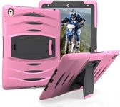 Voor iPad Pro 10,5 inch Wave Texture Series PC + siliconen beschermhoes met houder (roze)