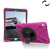 Voor iPad Pro 10,5 inch 360 graden rotatie pc + siliconen beschermhoes met houder en handriem (magenta)