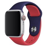 Dubbele kleuren siliconen horlogeband voor Apple Watch Series 3 & 2 & 1 38 mm (donkerblauw + rood)