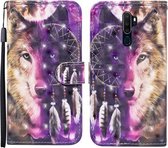 Voor OPPO A5 (2020) 3D Geschilderd Patroon Horizontale Flip Leren Case met Houder & Portemonnee & Kaartsleuf & Lanyard (Windgong Wolf)