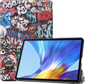 Voor Huawei Honor V6 / MatePad 10.4 inch Universeel Geschilderd Patroon Horizontale Flip Tablet PC Leren Case met Tri-fold Beugel & Slaap / Wakker worden (Graffiti)