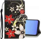 Voor Vivo V17 / V19 (Indonesië) 3D-gekleurde tekening Horizontale flip PU lederen tas met houder & kaartsleuven en portemonnee (rode bloem)
