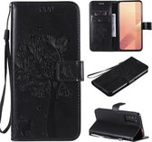 Voor Huawei Honor X10 5G Boom & Kat Reliëfpatroon Horizontale Flip Leren Case met Houder & Kaartsleuven & Portemonnee & Lanyard (Zwart)